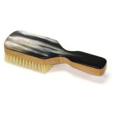 Abbeyhorn Bristle Hairbrush with handle and dark oxhorn.