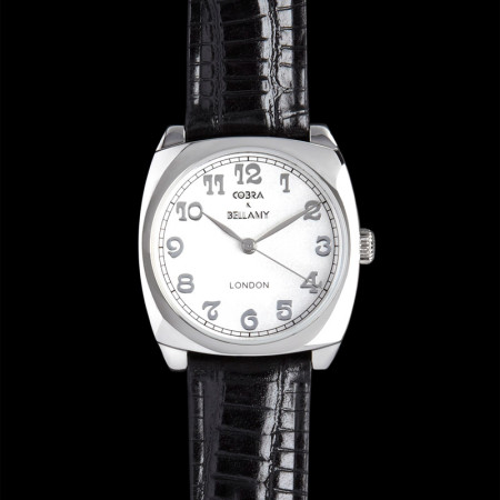 Cobra & Bellamy Zennor Watch with white face and black strap