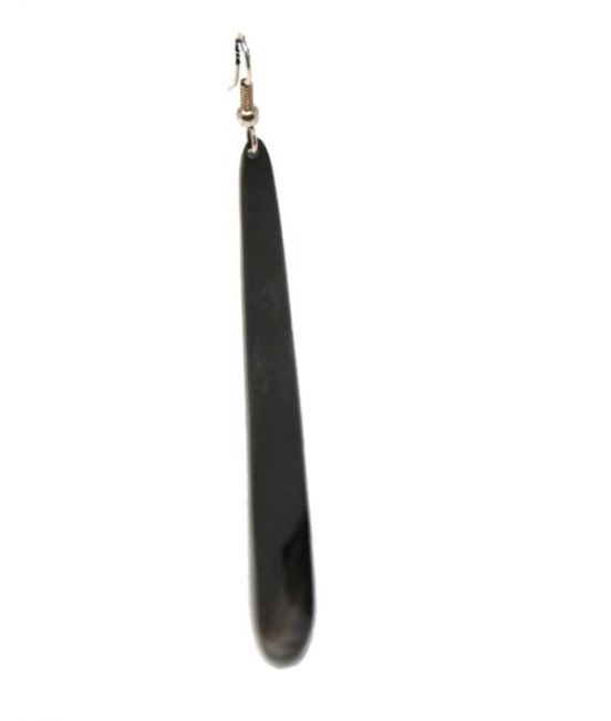 Abbeyhorn Oxhorn Long Drop Earrings - Dark - close up