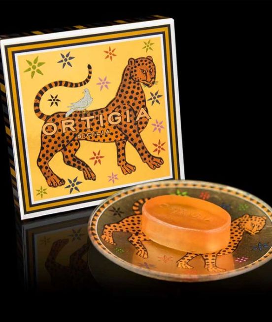 Ortigia Ambra Nera Single Soap on a Plate