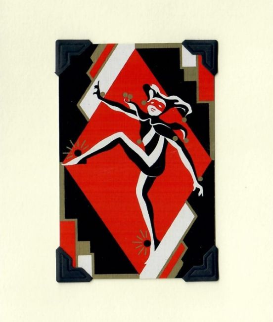 Vintage Playing Cards Greetings Card - Black/Red Joker
