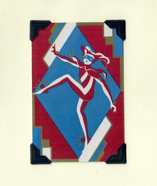 Vintage Playing Cards Greetings Card - Blue/Red Joker