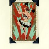Vintage Playing Cards Greetings Card - Flapper Red
