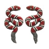 Narratives Red Beaded Snake Earrings