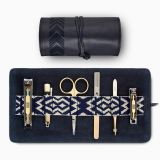 grooming roll blue leather