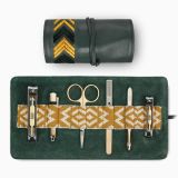 grooming roll green leather