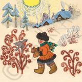 Kapelki Arts Christmas Card Little boy and Bullfinch CC4.15