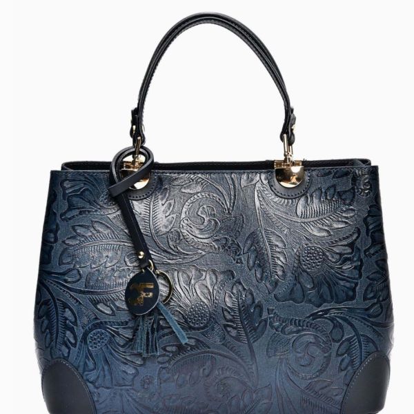 Embossed leather handbag