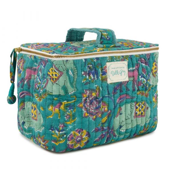 AW2022 Dilli Grey Teal Jungle Chintz Cosmetic Case