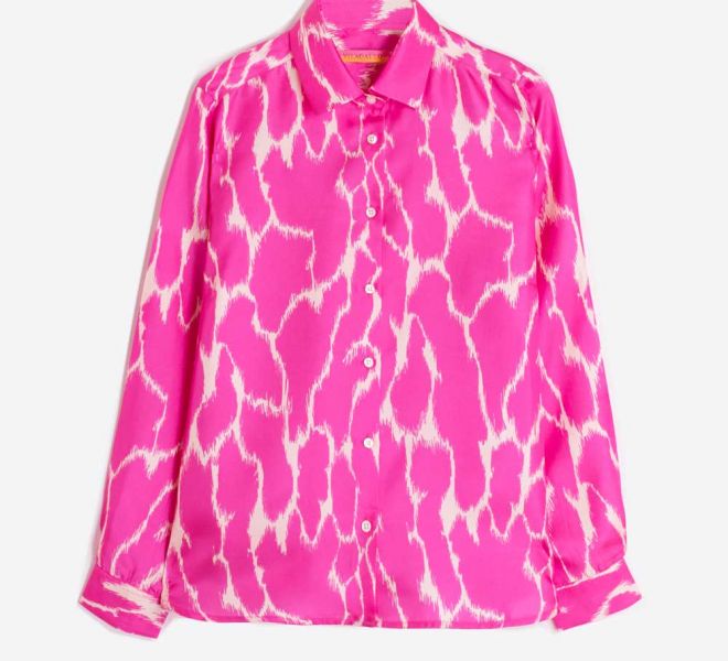 Vilagallo Isabella Pink Silk Print Shirt