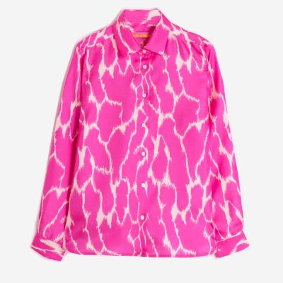 Vilagallo Isabella Pink Silk Print Shirt