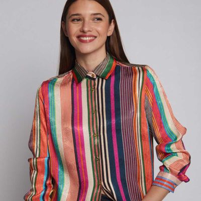 Vilagallo Isabella Stripes Jacquard Print Shirt