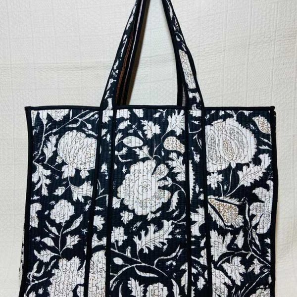 Abrahams Rajasthan Tote Bags Black floral