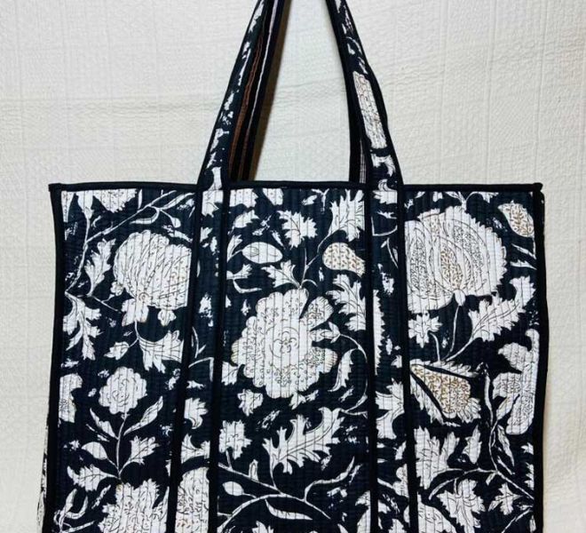 Abrahams Rajasthan Tote Bags Black floral