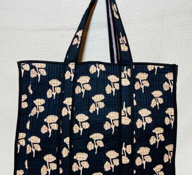 Abrahams Rajasthan Tote Bags Navy floral