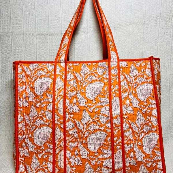Abrahams Rajasthan Tote Bags Orange floral