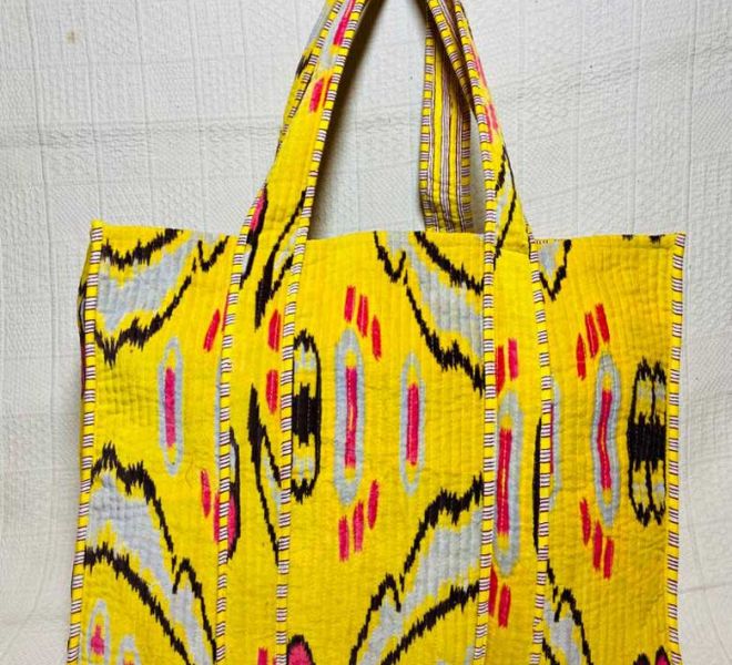 AW23 Abrahams Rajasthan Tote Bags Yellow velvet