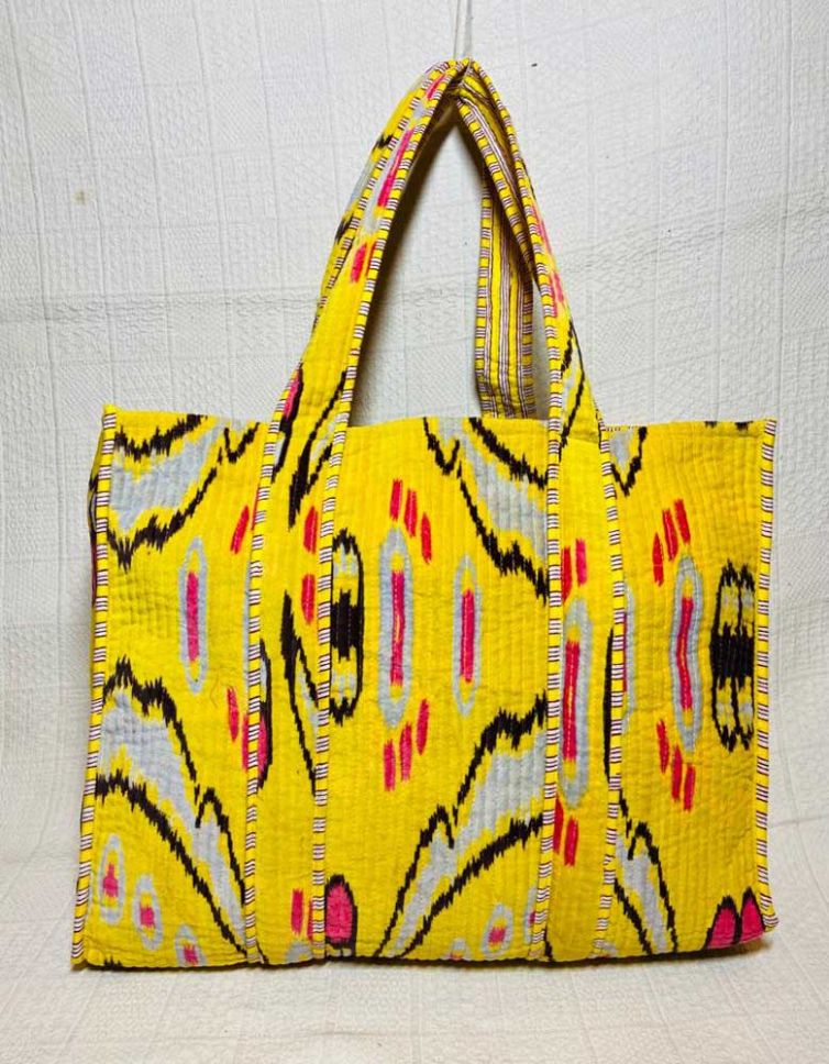 AW23 Abrahams Rajasthan Tote Bags Yellow velvet