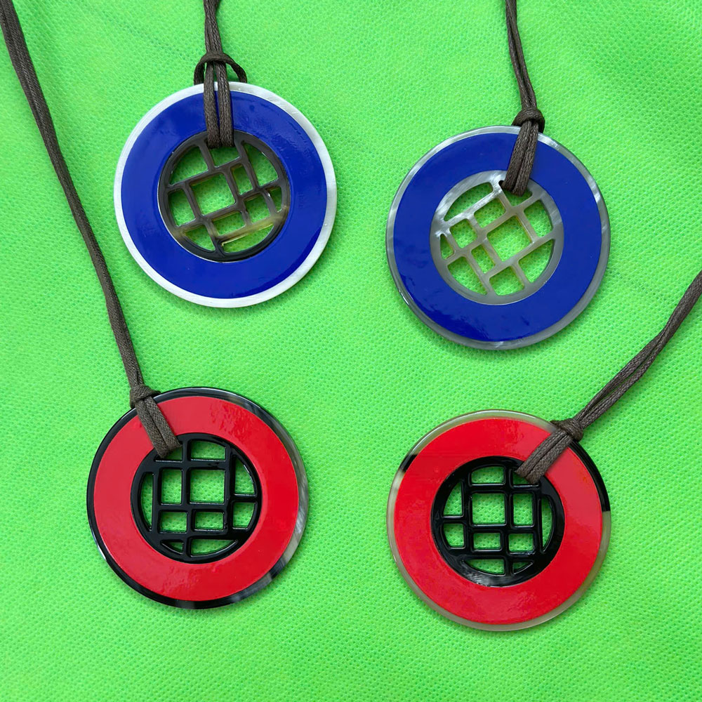 AW25-Horn-jewellery-Lacquer-fret-pendant Horn Jewellery - fret lacquer pendant