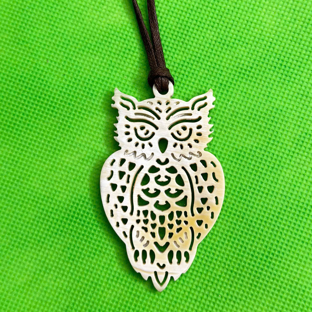 AW25-Horn-jewellery-Owl-pendant Horn Jewellery - owl pendant