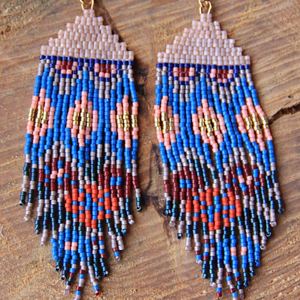 AW24 Colombian Beaded earrings blue coral