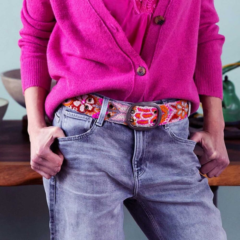 SS24 Pink embroidered belt £75