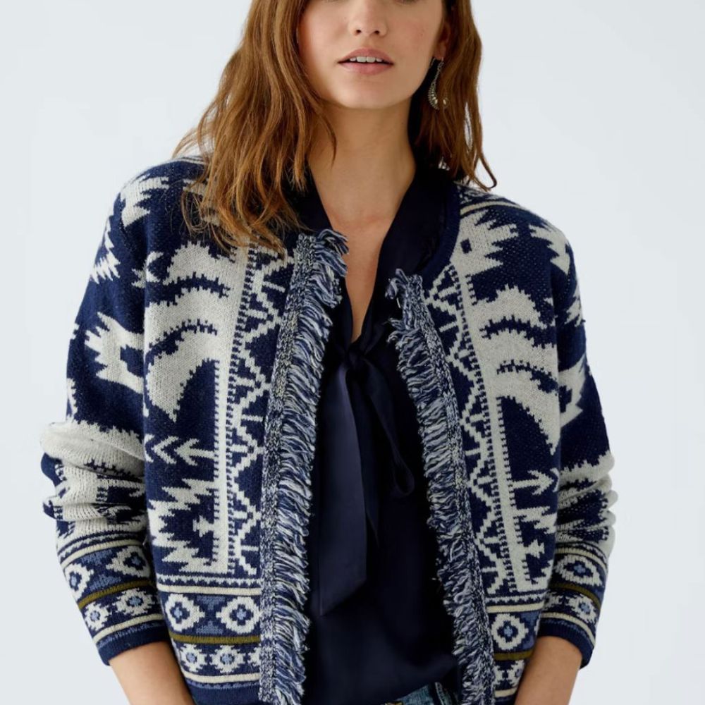 Oui Cardigan - dark blue white