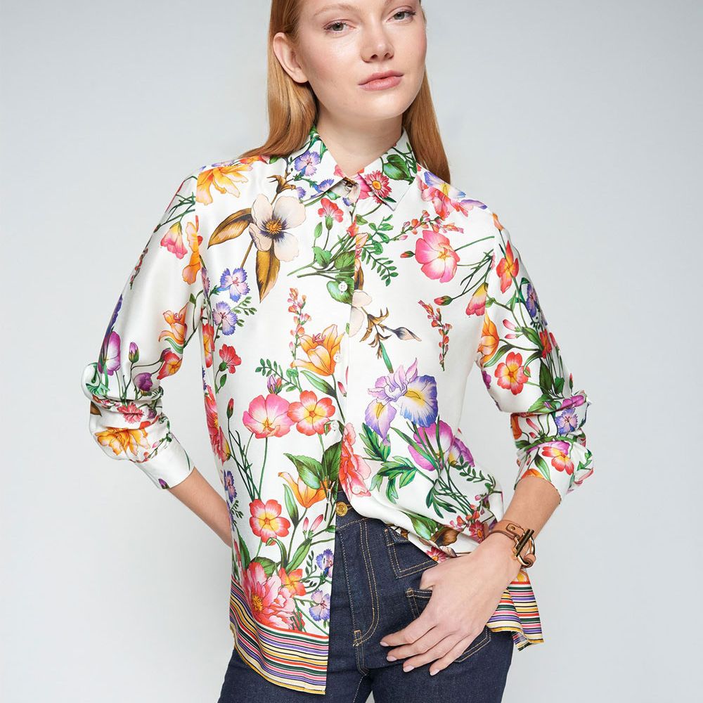 Vilagallo Shirt Tea Estampado Blanco Flor