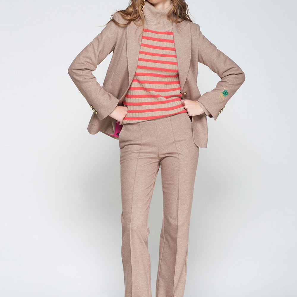 Vilagallo Trouser Carla Punto Diagonal Beige