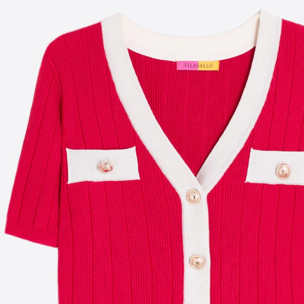SS26-Vilagallo-Red-short-sleeve-cardigan-2 Vilagallo Red short sleeve cardigan